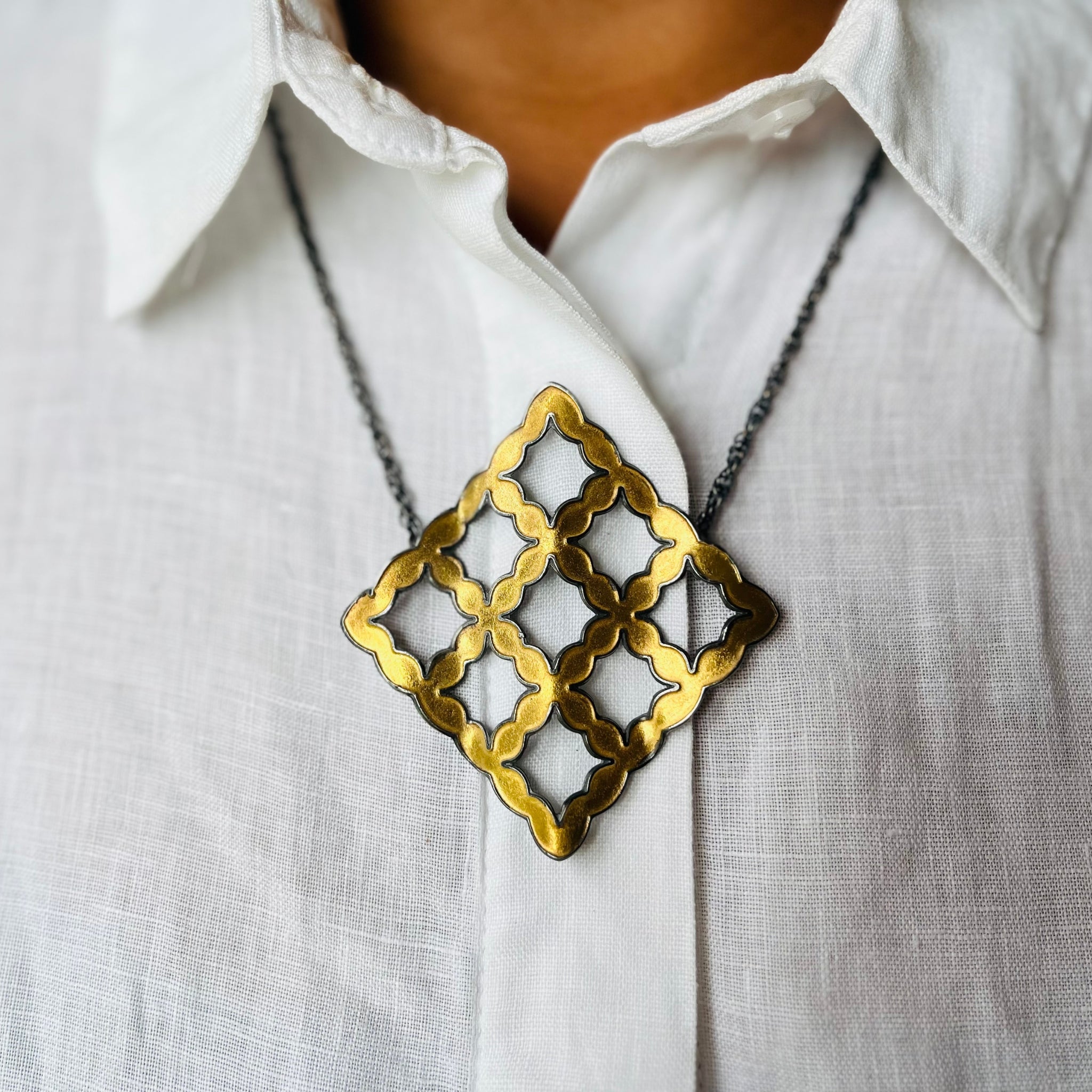 Wavy Lattice Necklace in 22ct Gold-Plated Silver
